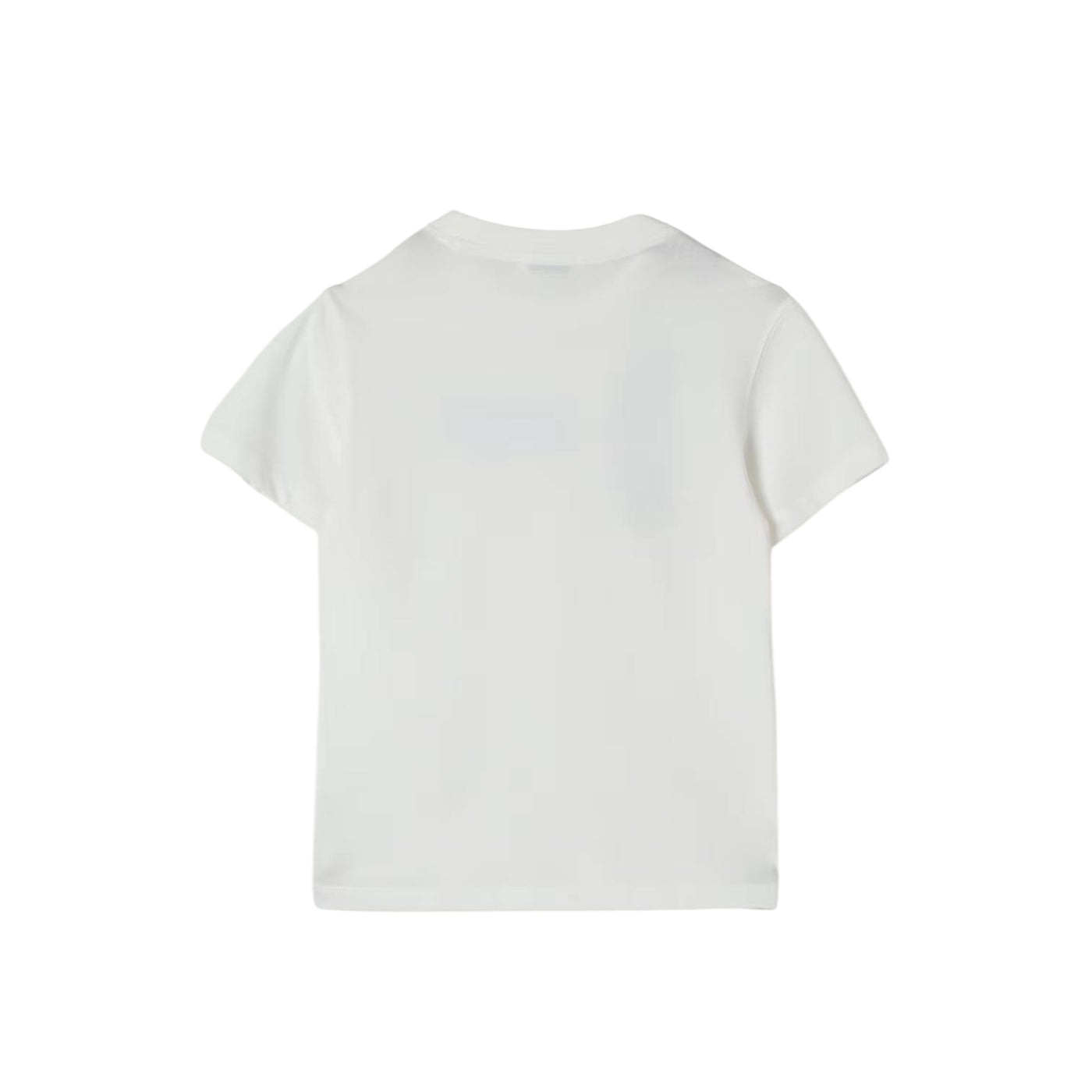 T-shirt bianca da bambino con logo frontale retro