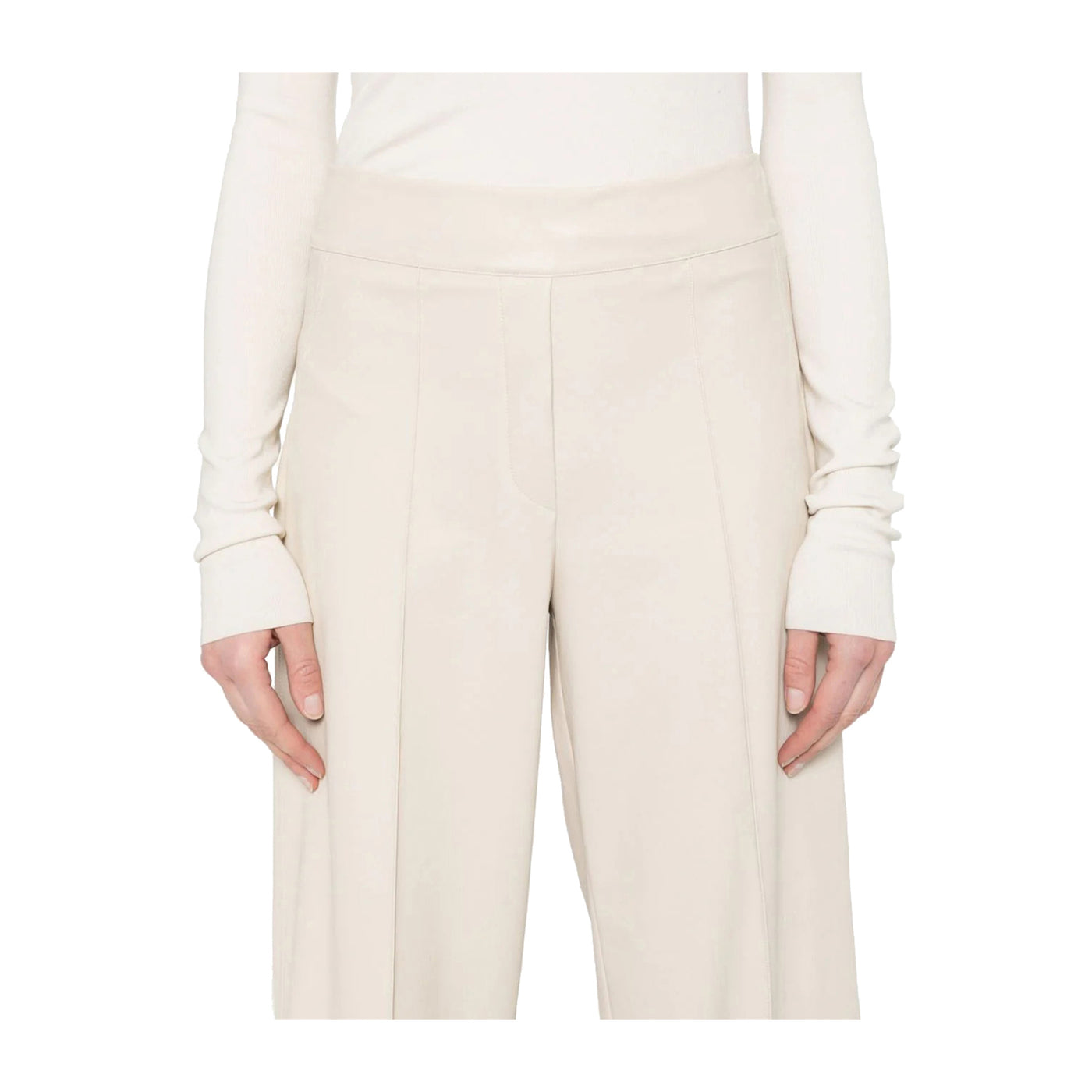 Pantalone Donna Crema con piega stirata, cropped