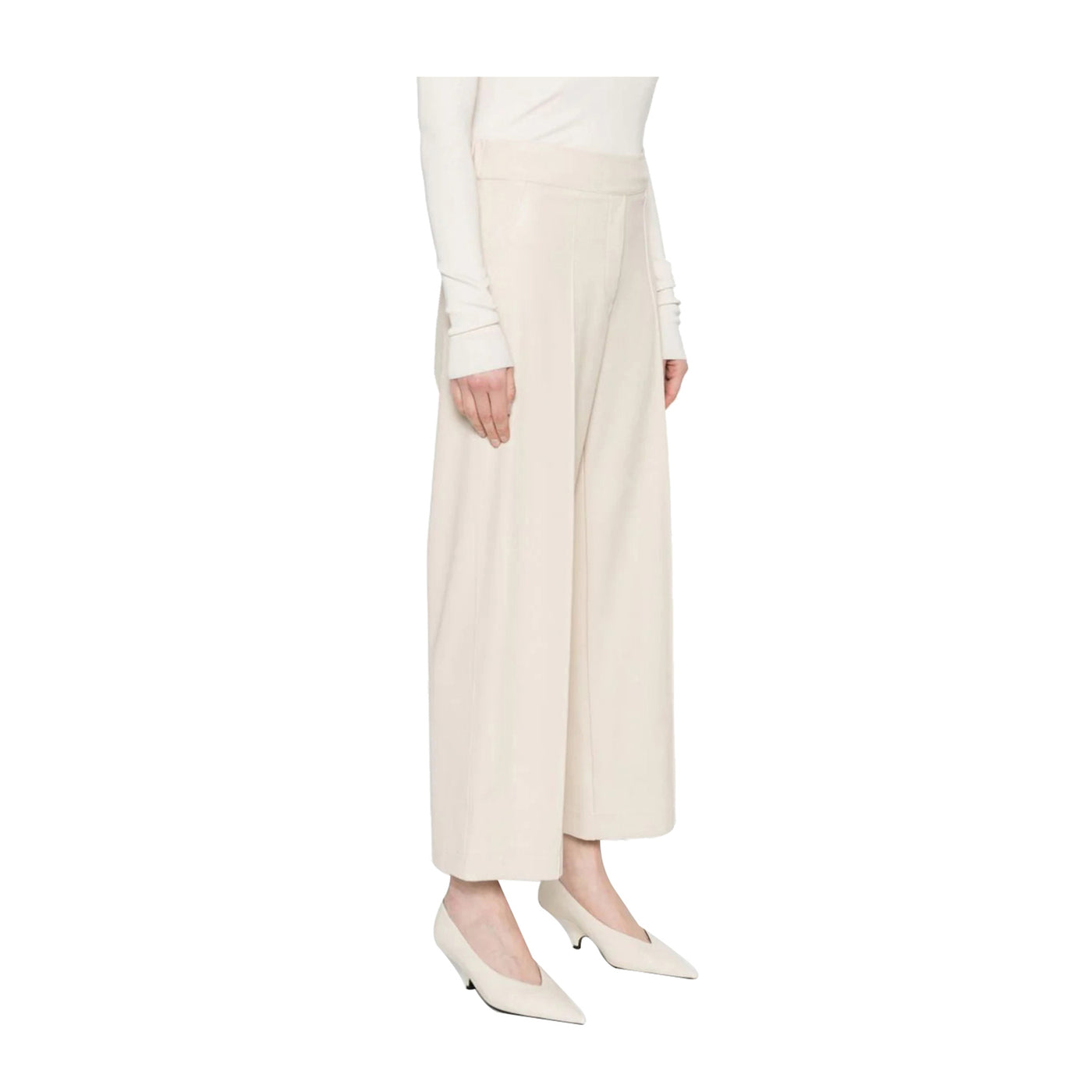 Pantalone Donna Crema con piega stirata, cropped