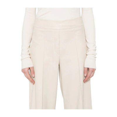 Pantalone Donna Crema con piega stirata, cropped