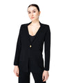Blazer monopetto nero da donna con spalle imbottite