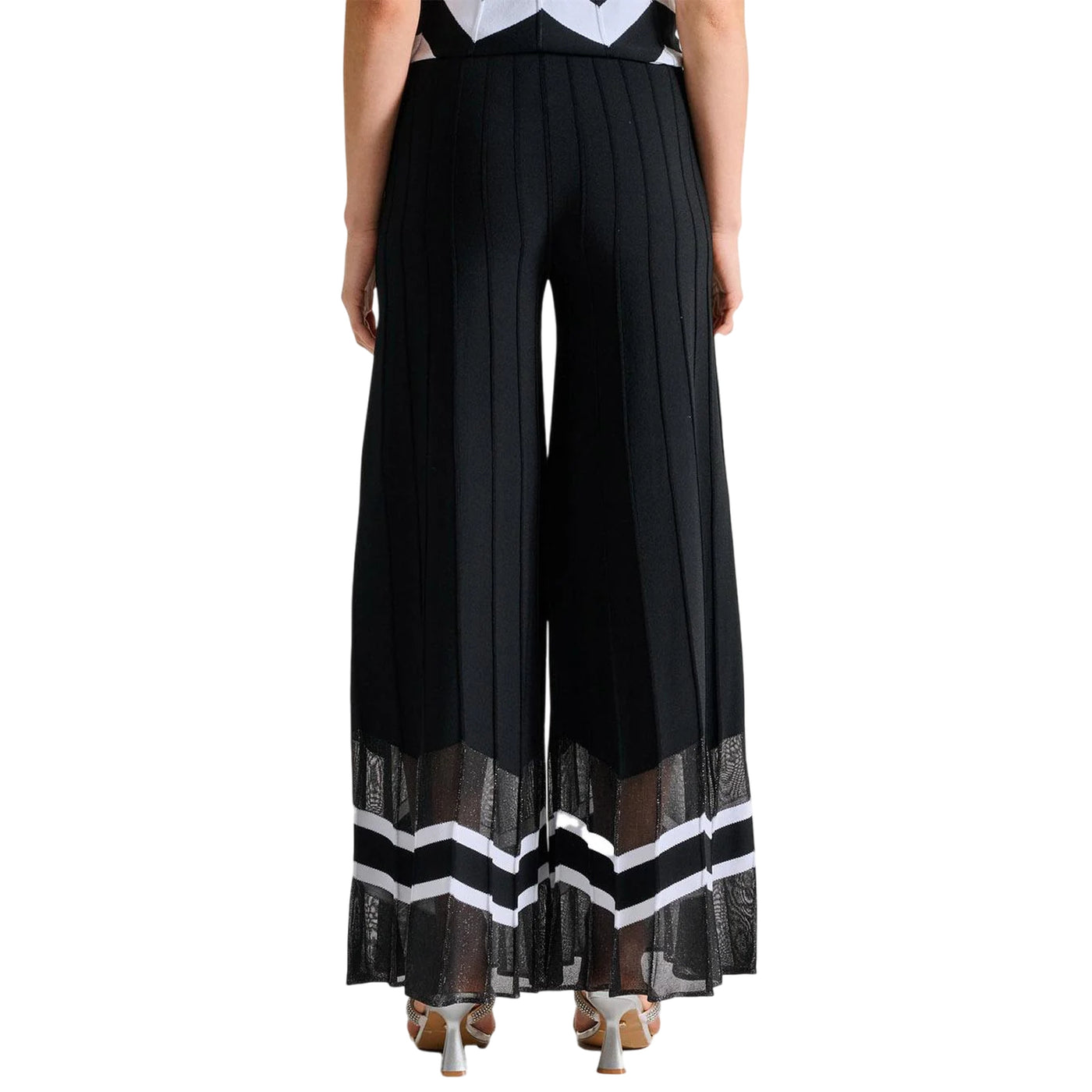 Pantaloni Donna neri con orlo chevron modella retro