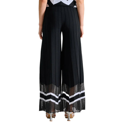 Pantaloni Donna neri con orlo chevron modella retro