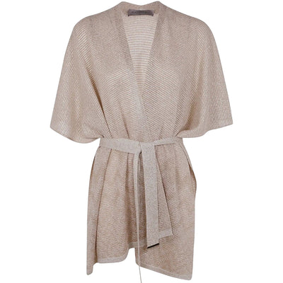Cardigan Donna con cintura sur ton