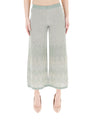 Pantaloni Donna a palazzo in lurex verde modella frontale