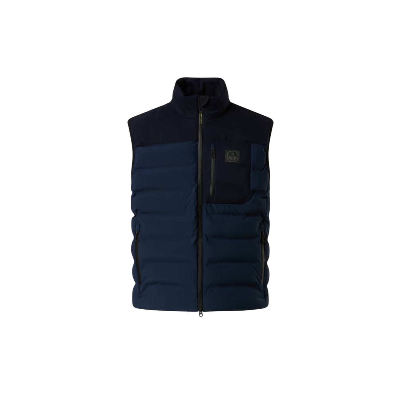 Gilet Uomo in nylon opaco blu con inserto in lana