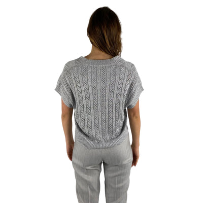 Cardigan da Donna smanicato motivo intrecciato modella retro