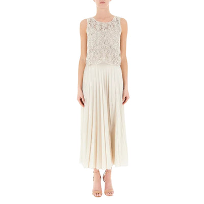 Abito Donna con gonna plissettata modella frontale 