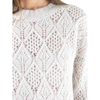 Maglia Donna a girocollo, traforata, con bordi lavorati a costine