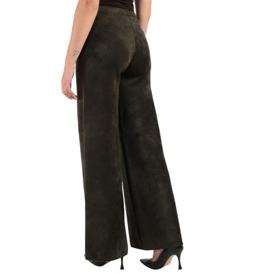 Pantalone Donna in velluto Marrone, a vita alta 
