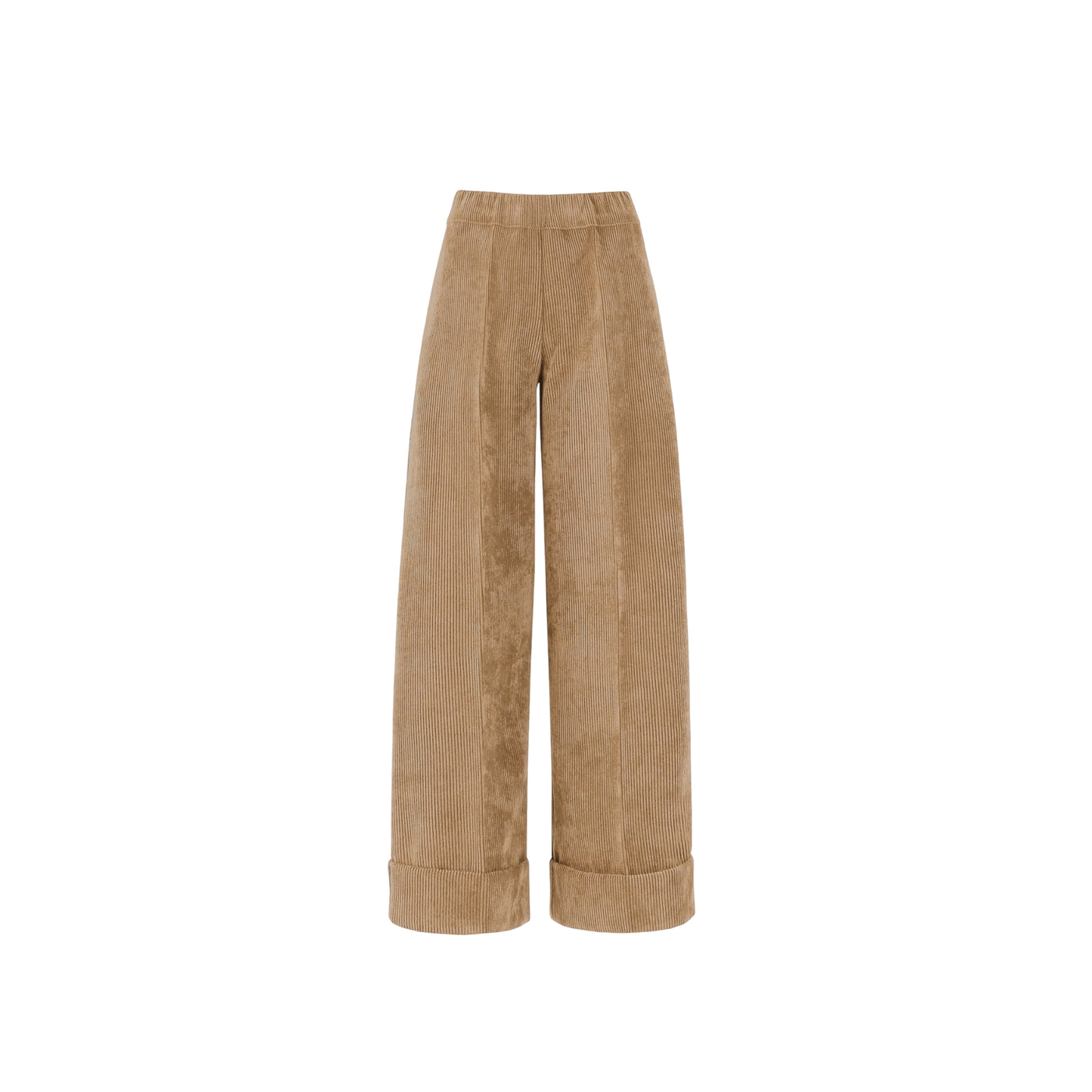 Pantaloni cropped Donna in velluto a coste Beige