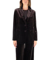 Blazer Donna in velluto taglio morbido marrone