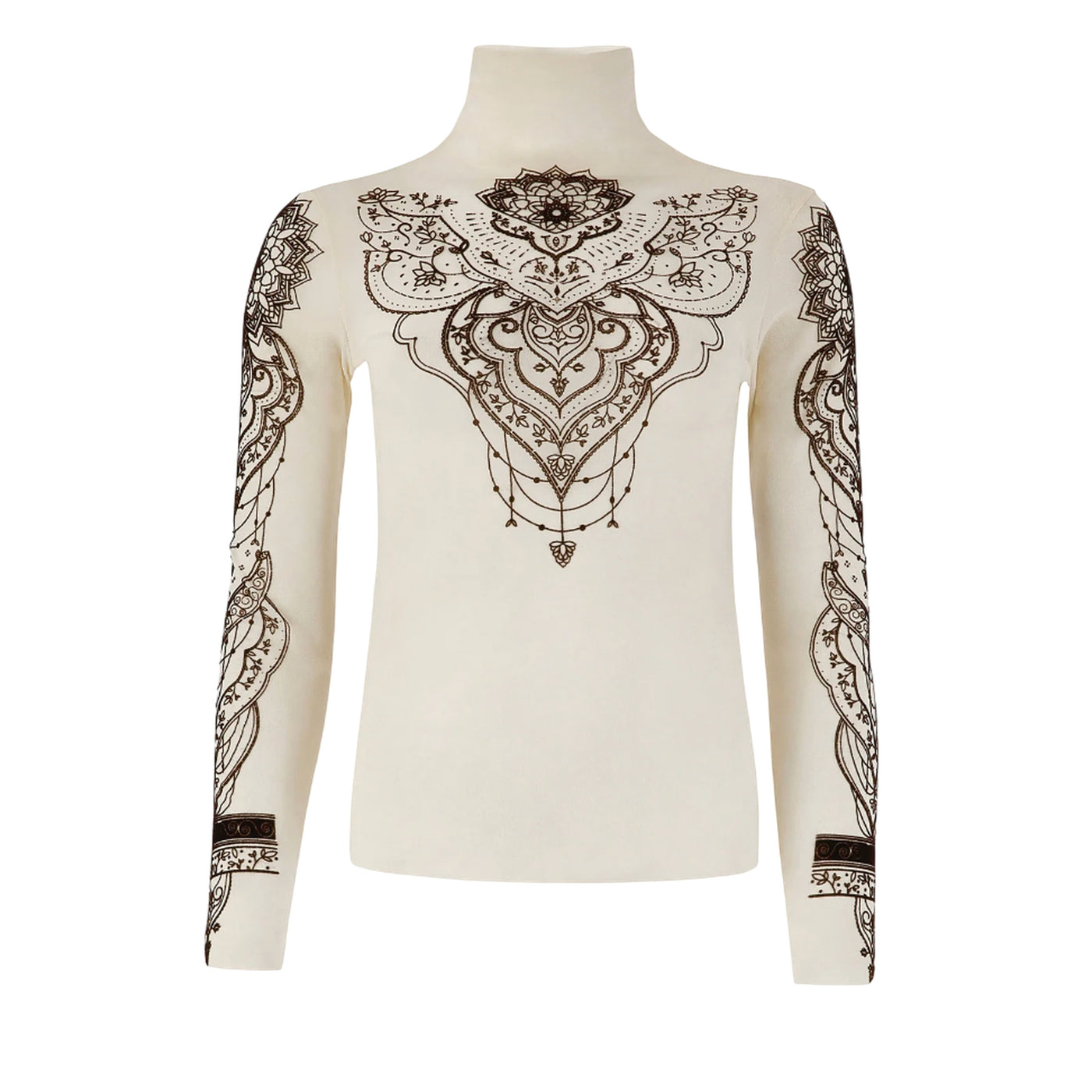 Top Donna con stampe tattoo e collo alto