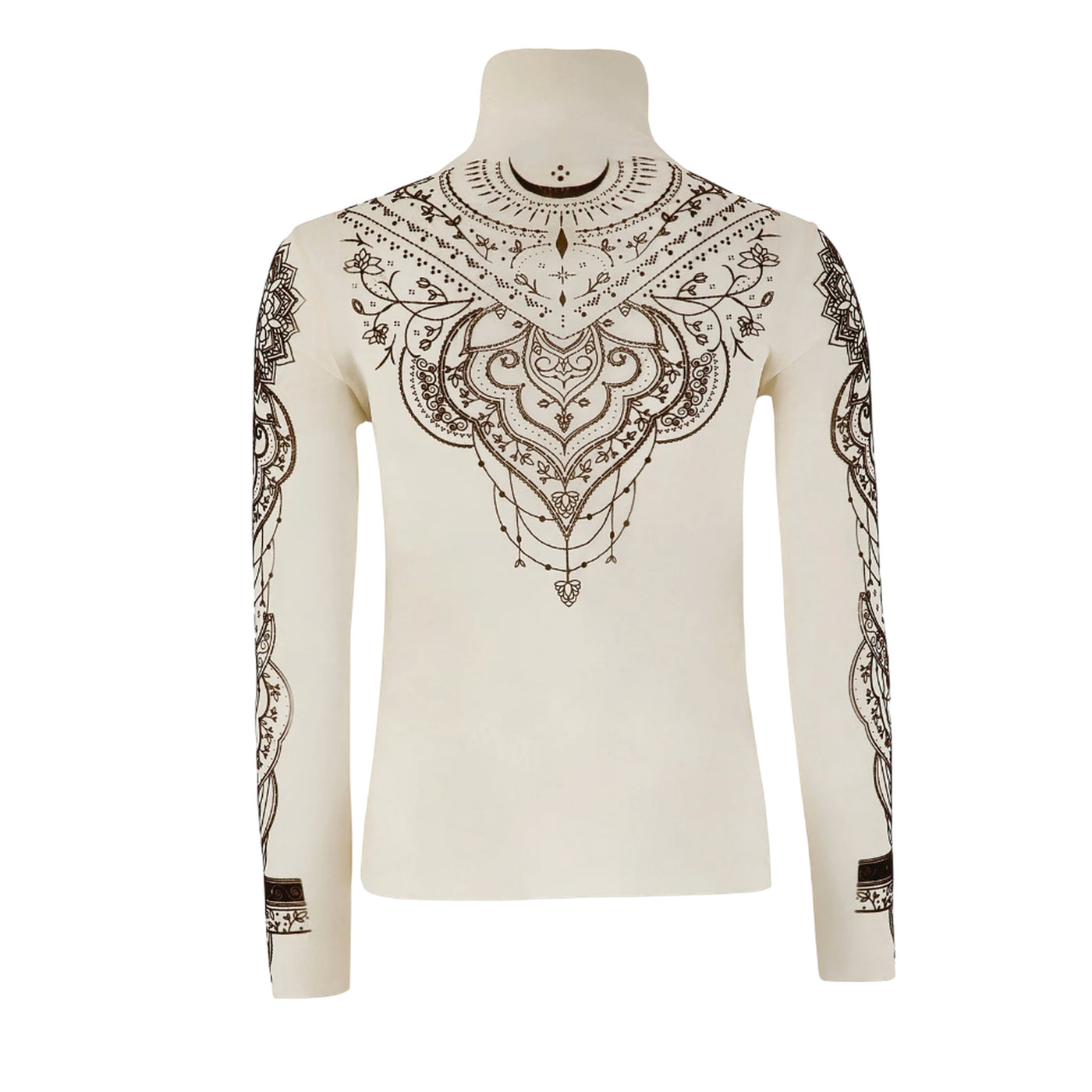 Top Donna con stampe tattoo e collo alto
