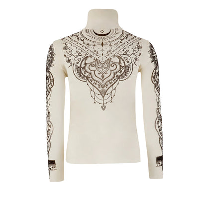 Top Donna con stampe tattoo e collo alto