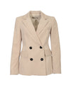 Giacca Donna doppiopetto con bottoni, in velluto Beige tinta unita