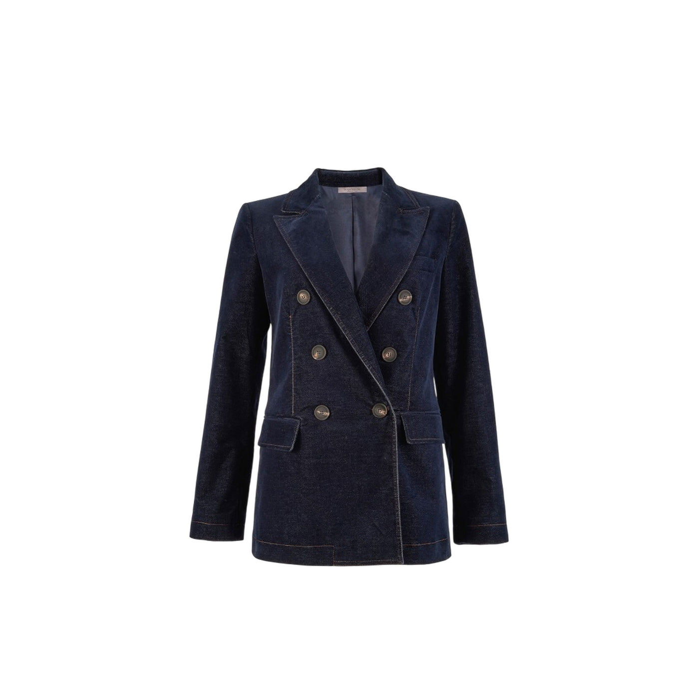 Giacca Donna doppiopetto con bottoni, in velluto denim