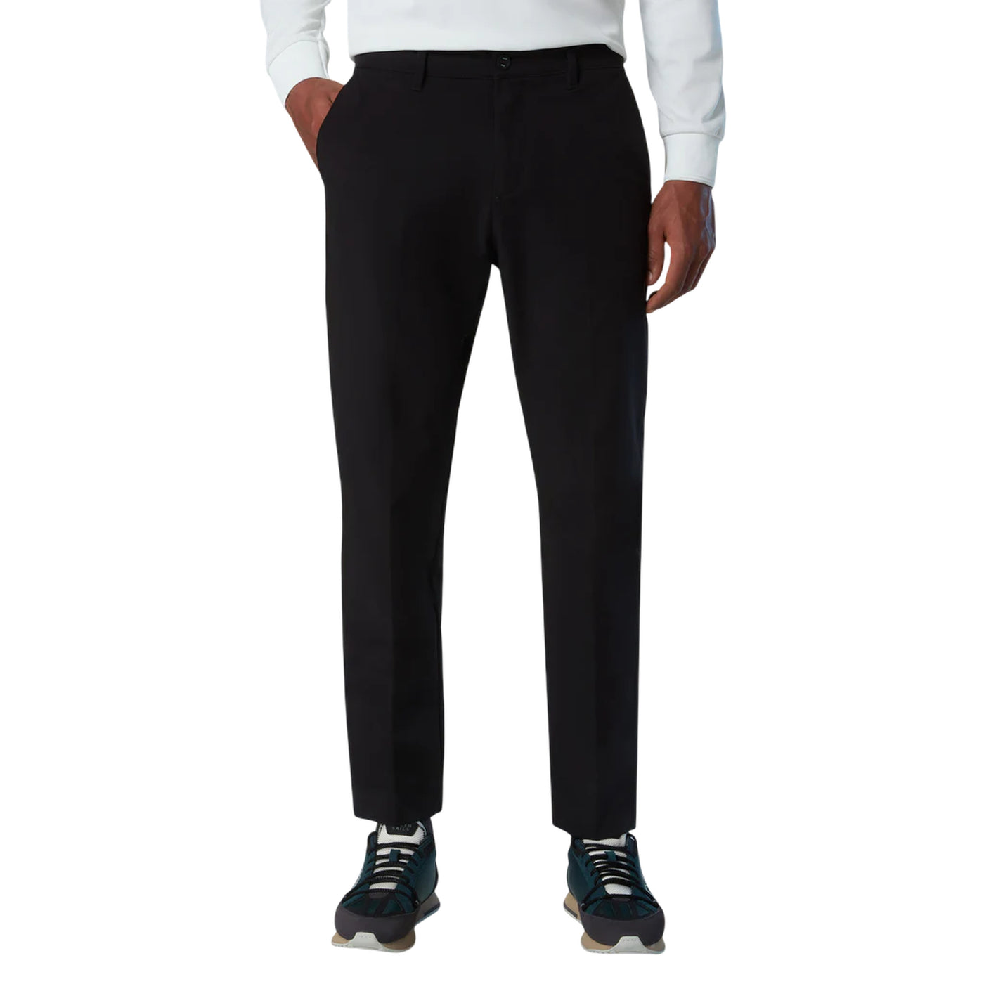 Pantaloni chino Uomo Defender in Ecotex Nero modello frontale