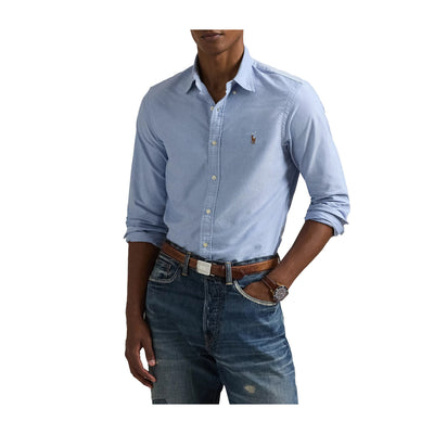 Camicia Uomo in cotone tinta unita con colletto button-down