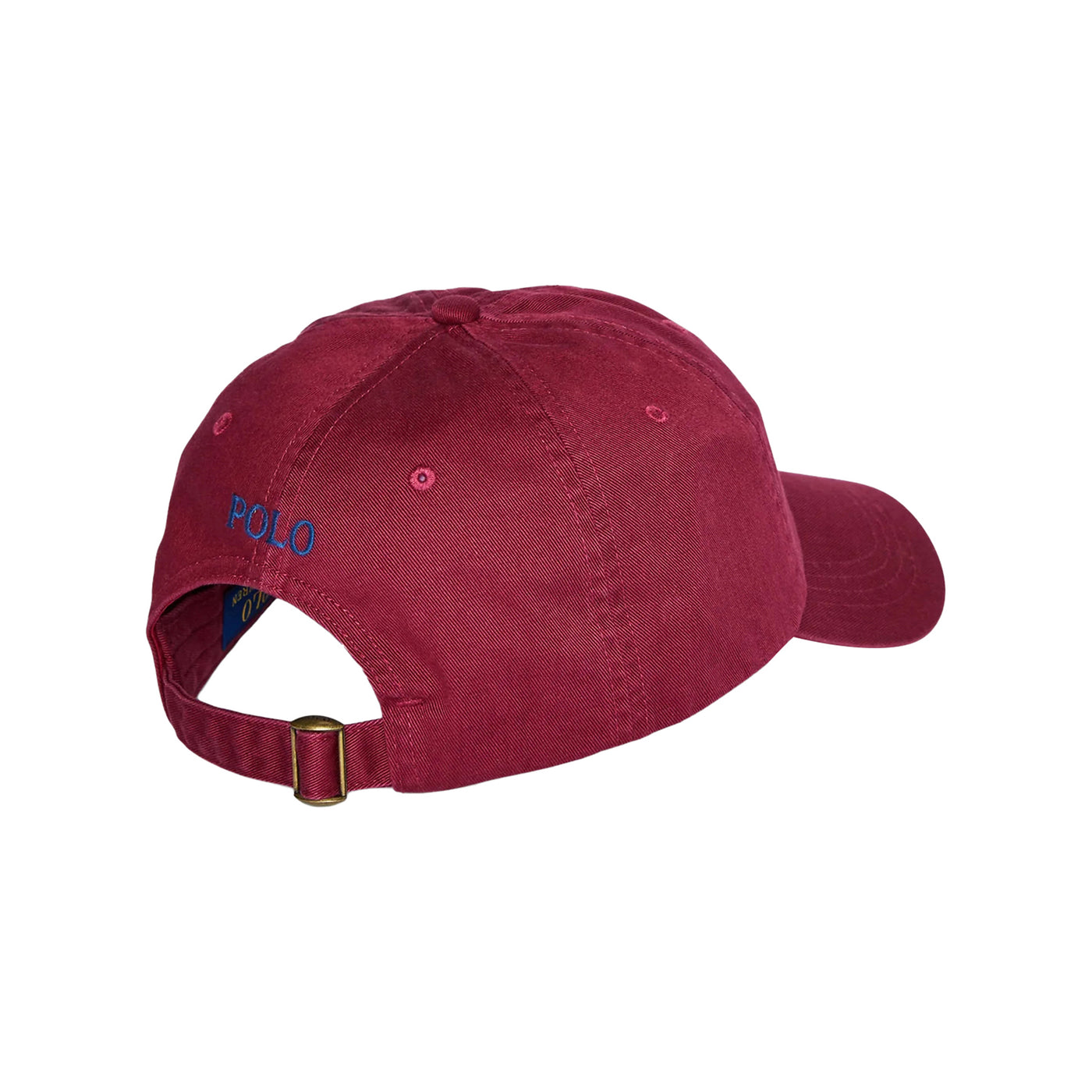 Cappello Uomo Bordeaux, con visiera e pony blu ricamato