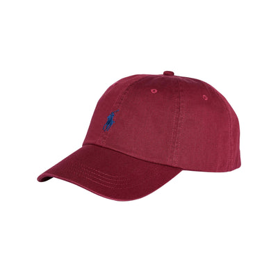 Cappello Uomo Bordeaux, con visiera e pony blu ricamato