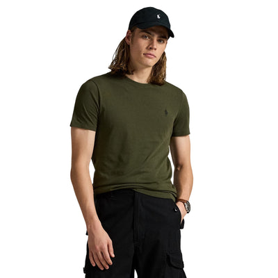 T-shirt Uomo in jersey Custom Slim-Fit Verde oliva modello frontale