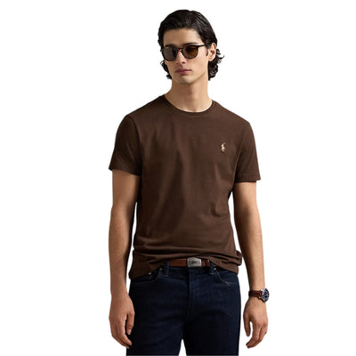 T-shirt Uomo in jersey Custom Slim-Fit Marrone modello frontale