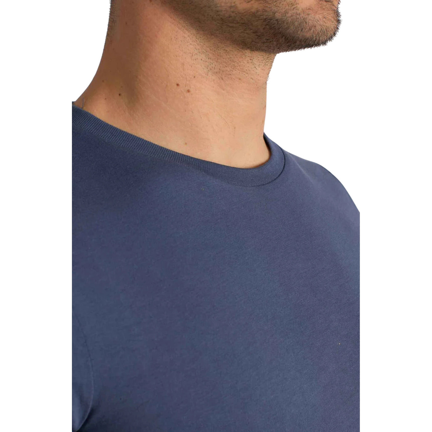 T-shirt Uomo in jersey Custom Slim-Fit Blu dettaglio scollo