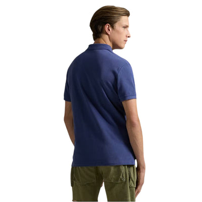 Polo Uomo in piqué Custom Slim-Fit Blu modello retro
