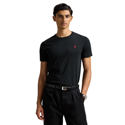 T-shirt Uomo in cotone tinta unita nera modello frontale