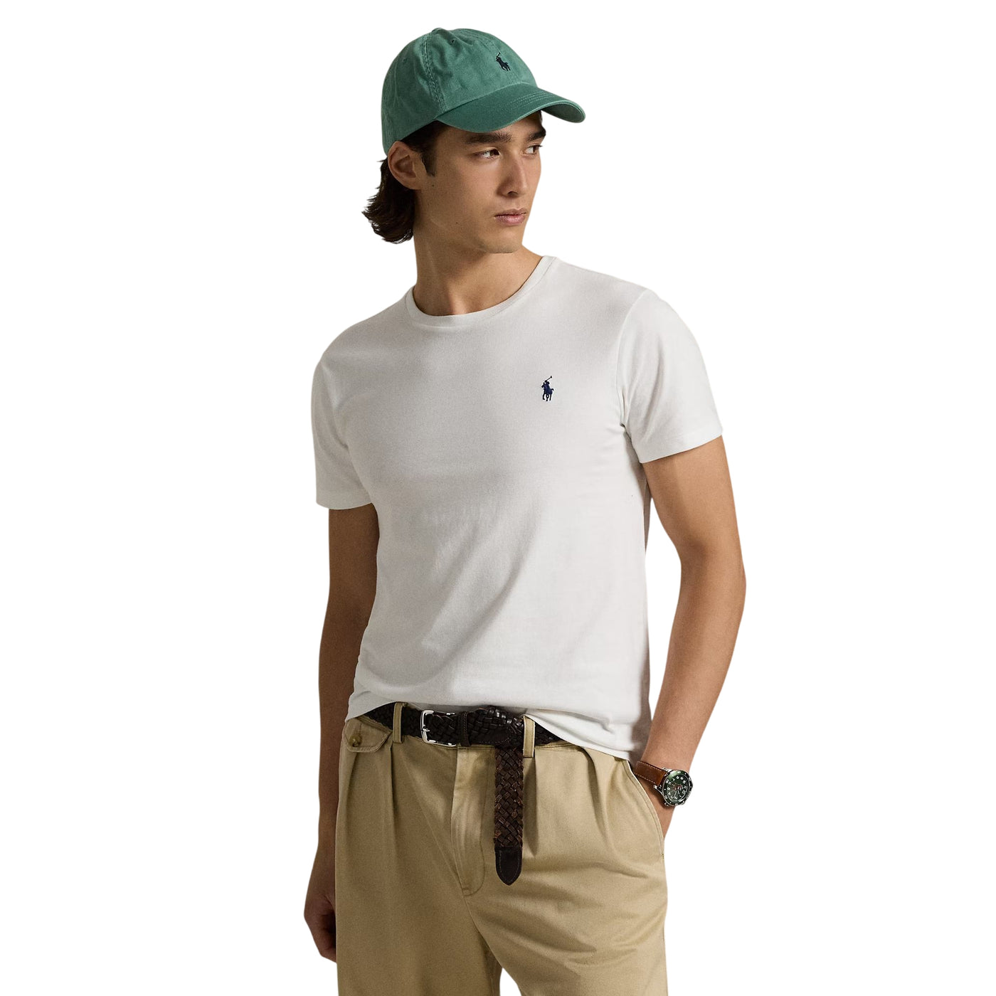 T-shirt Uomo in cotone tinta unita bianca modello frontale