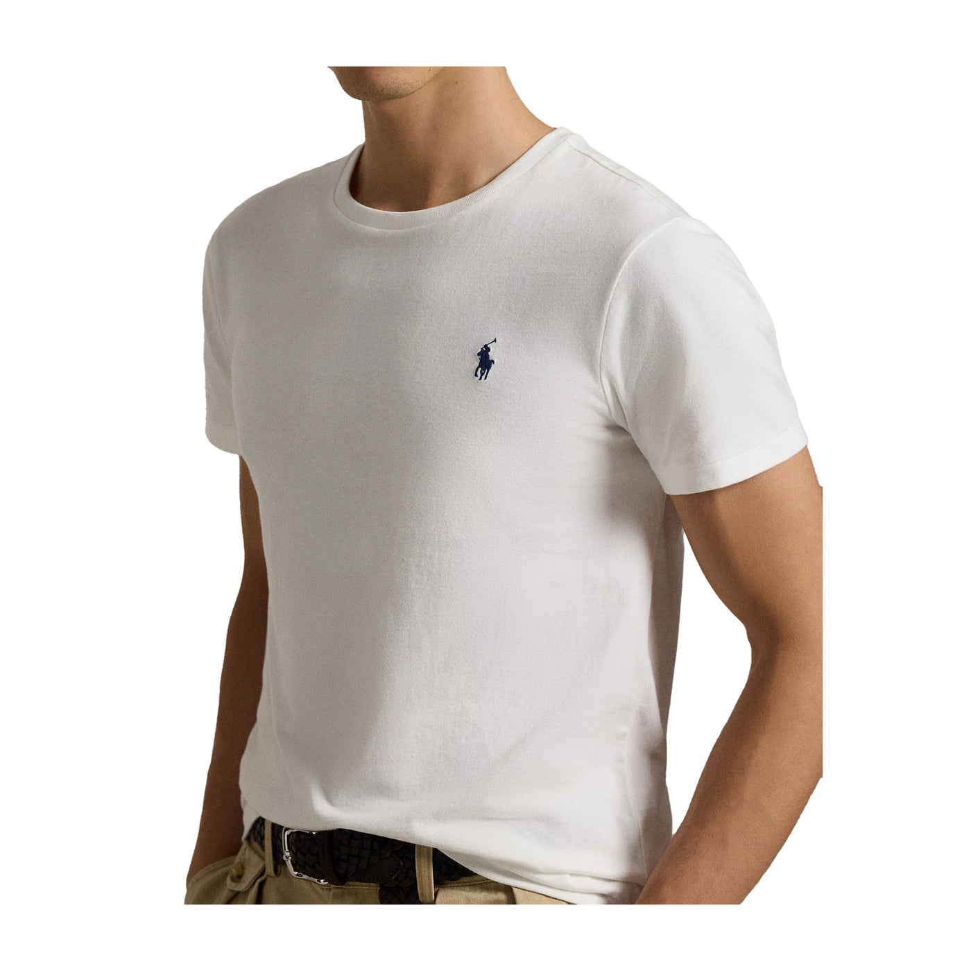 T-shirt Uomo a tinta unita, in cotone elasticizzato, con maniche corte e pony ricamato Blu