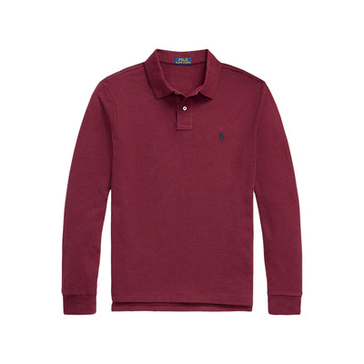 Polo Uomo Bordeaux, in piqué di cotone, con maniche lunghe