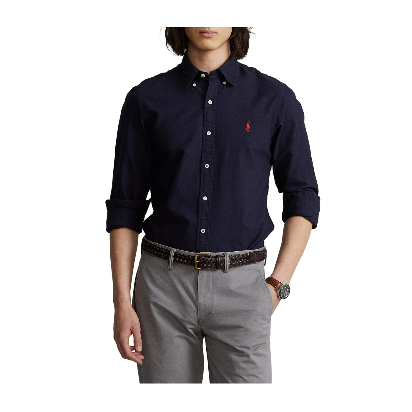 Camicia Uomo Oxford tinta unita Navy