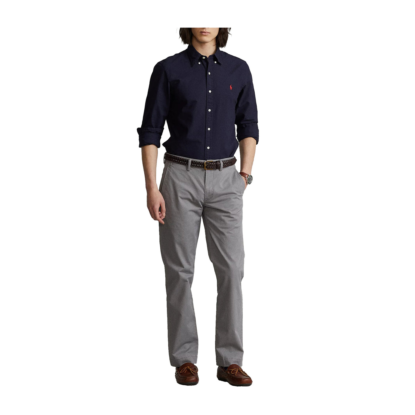 Men's Oxford Shirt Solid Color Navy