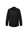 Camicia Uomo Nera con pony Rosso ricamato sul petto e fit slim