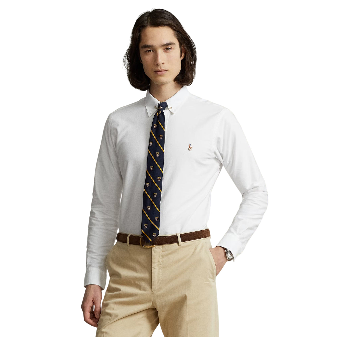 Camicia Uomo Oxford Custom-Fit Bianco modello frontale