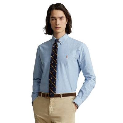 Camicia Uomo Oxford Custom-Fit Blu modello frontale