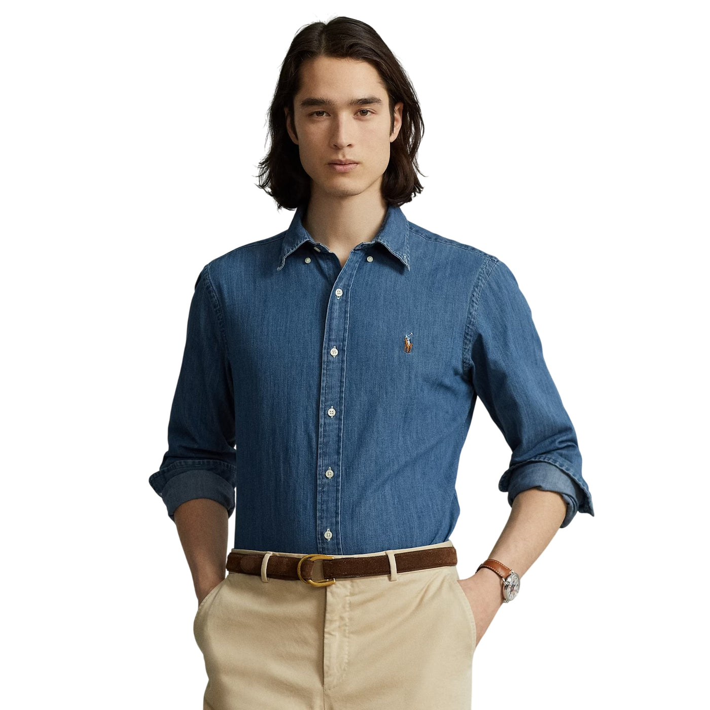 Camicia Uomo in denim Custom-Fit modello frontale
