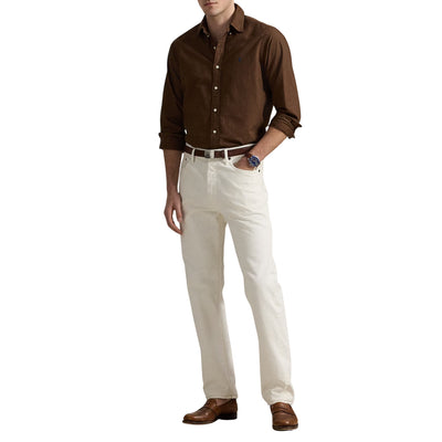 Camicia Uomo Oxford aderente, con ricamo pony Blu