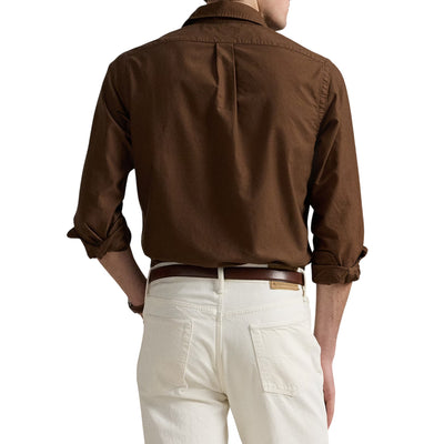 Camicia Uomo Oxford aderente, con ricamo pony Blu