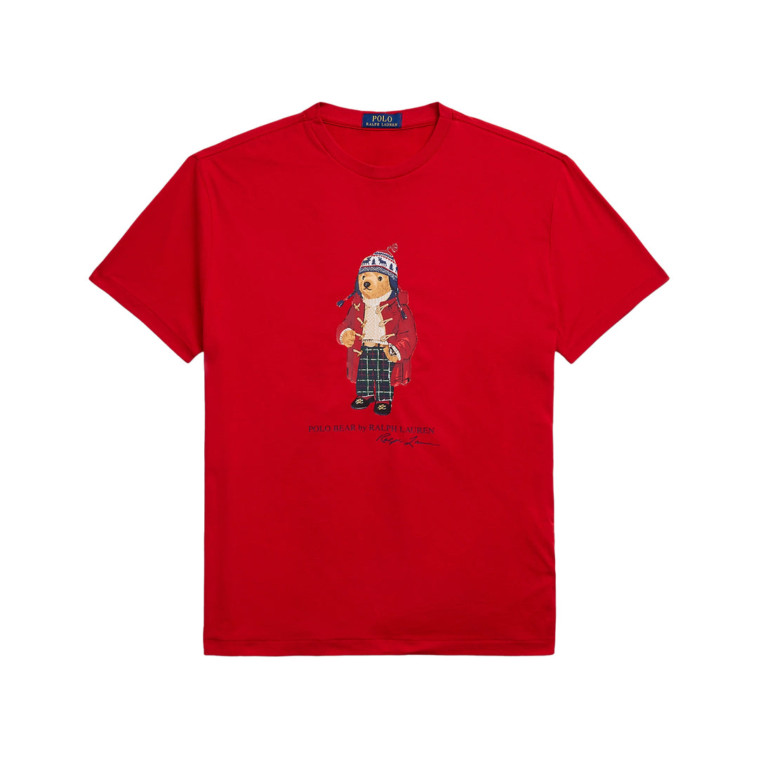 Red Men's T-shirt with Bear Print