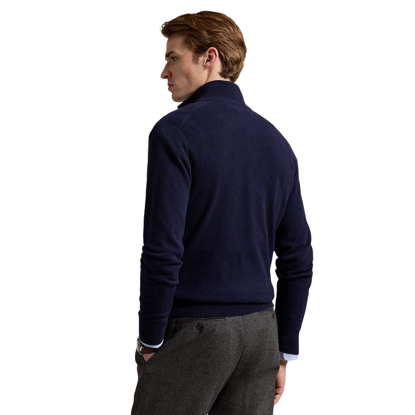 Maglia Uomo in lana con cerniera Navy modello retro
