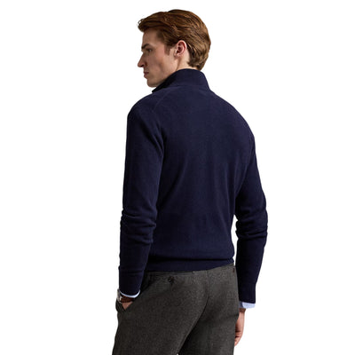 Maglia Uomo in lana con cerniera Navy modello retro