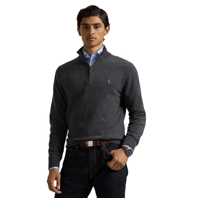 Maglia Uomo in lana con cerniera Grigio scuro modello frontale