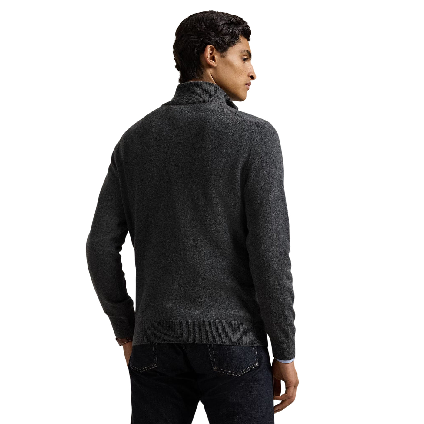 Maglia Uomo in lana con cerniera Grigio scuro modello retro