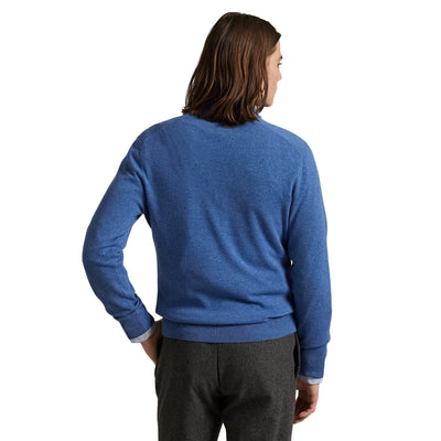 Maglia Uomo in lana con cerniera Blu modello retro