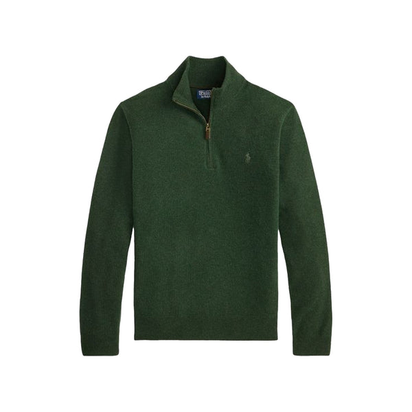 Maglia Uomo Verde, a collo alto, con mezza zip f