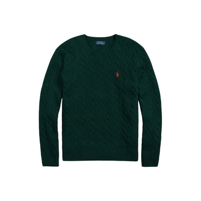 Maglia Uomo in lana e cashmere a trecce Verde scuro
