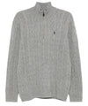 Maglia Uomo Bianca in filo di lana, mezza zip